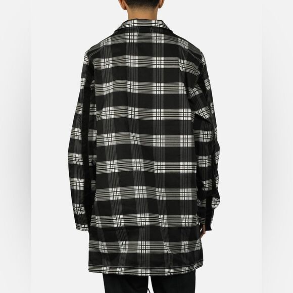 PUMA x RHUDE Plaid Longline Coach Coat Black White Check Turquoise Men's L NWT - Picture 2 of 12